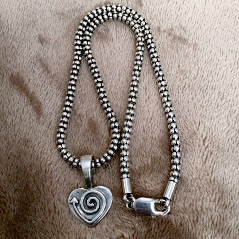 SILPADA Sterling Silver Heart Arrow Spiral Pendant on 
SILPADA Popcorn Chain - Picture 8 of 8
